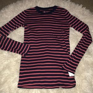 Gap, Coral and navy blue long sleeve shirt